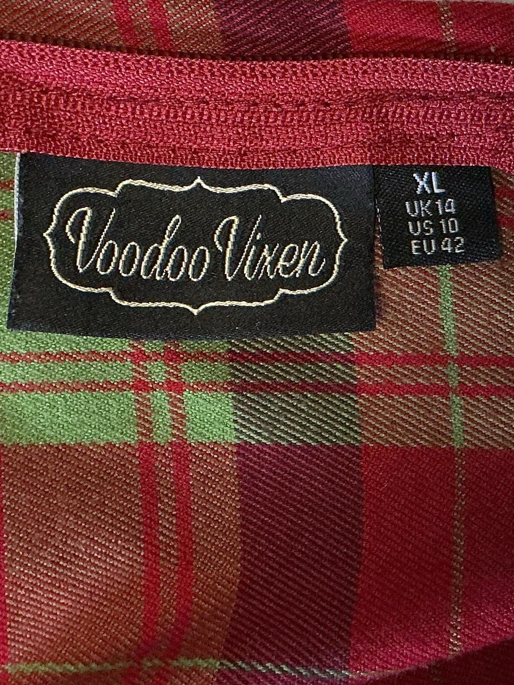 Voodoo Vixen Pin-Up Rockabilly Psychobilly Goth Punk Twee Plaid Casual Dress 10 - Picture 7 of 9